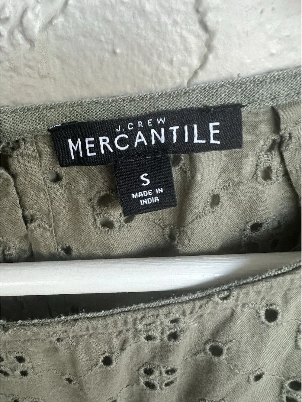 EUC! J.Crew Mercantile Olive Green Line Blend Eyelet Long Sleeves Shirt Women S